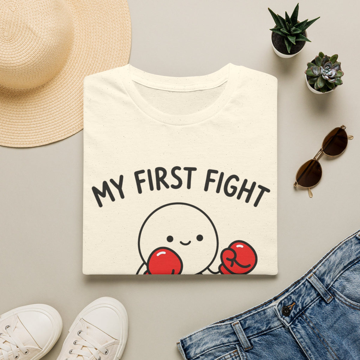 My First Fight T‑Shirt — Cute Boxing Sperm Fertility Humor Gift