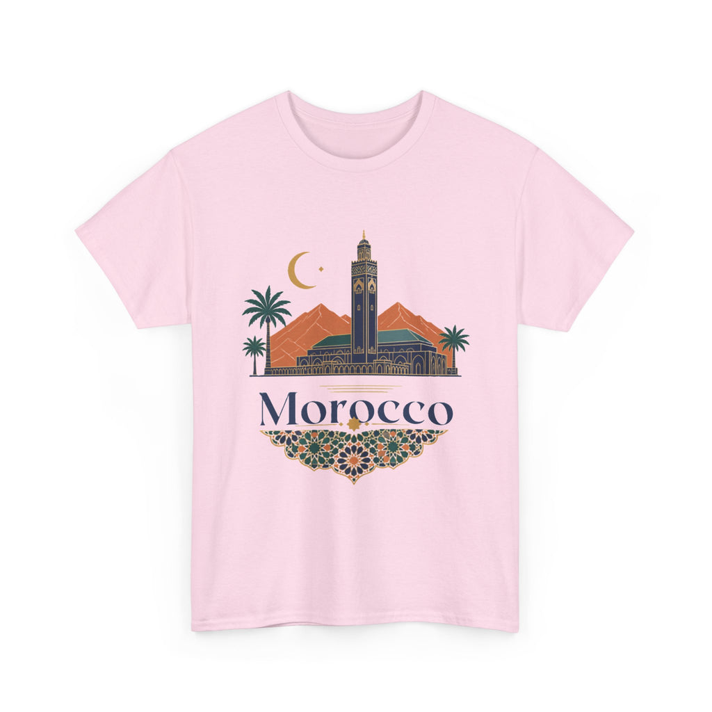 Morocco Travel T-Shirt — Atlas Mountains & Koutoubia Mosque Graphic Tee