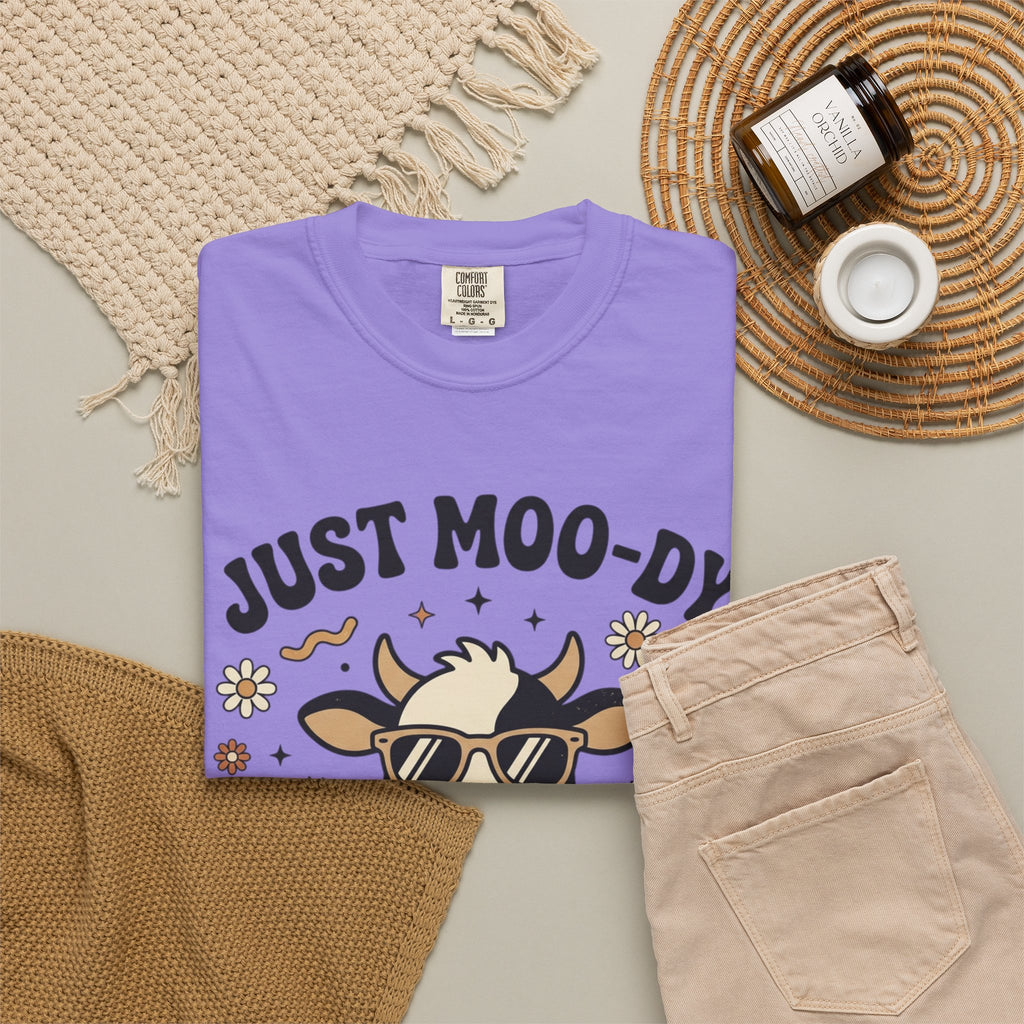 Just Moo-dy Cow T-Shirt — Cute Retro Cow Graphic Tee