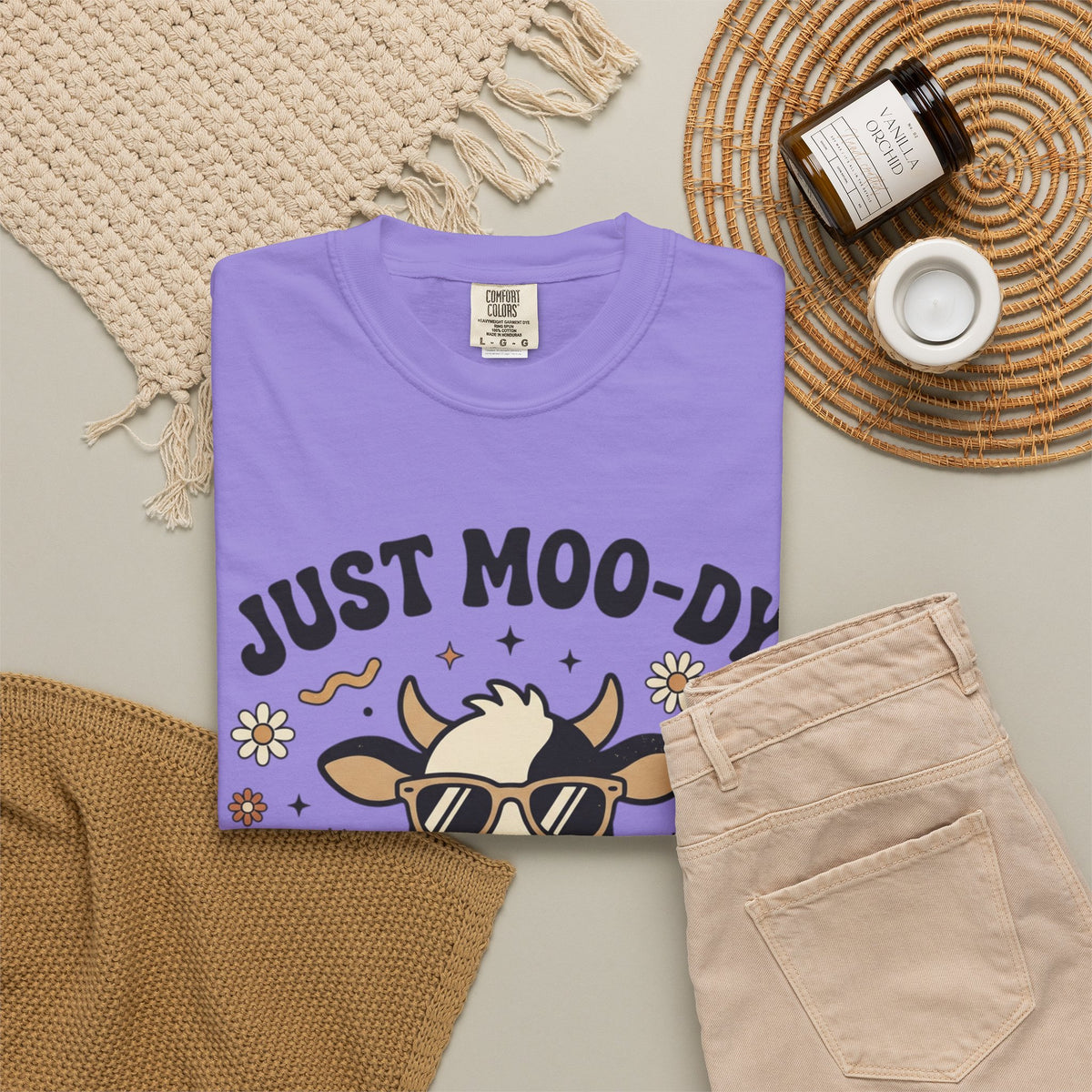 Just Moo-dy Cow T-Shirt — Cute Retro Cow Graphic Tee
