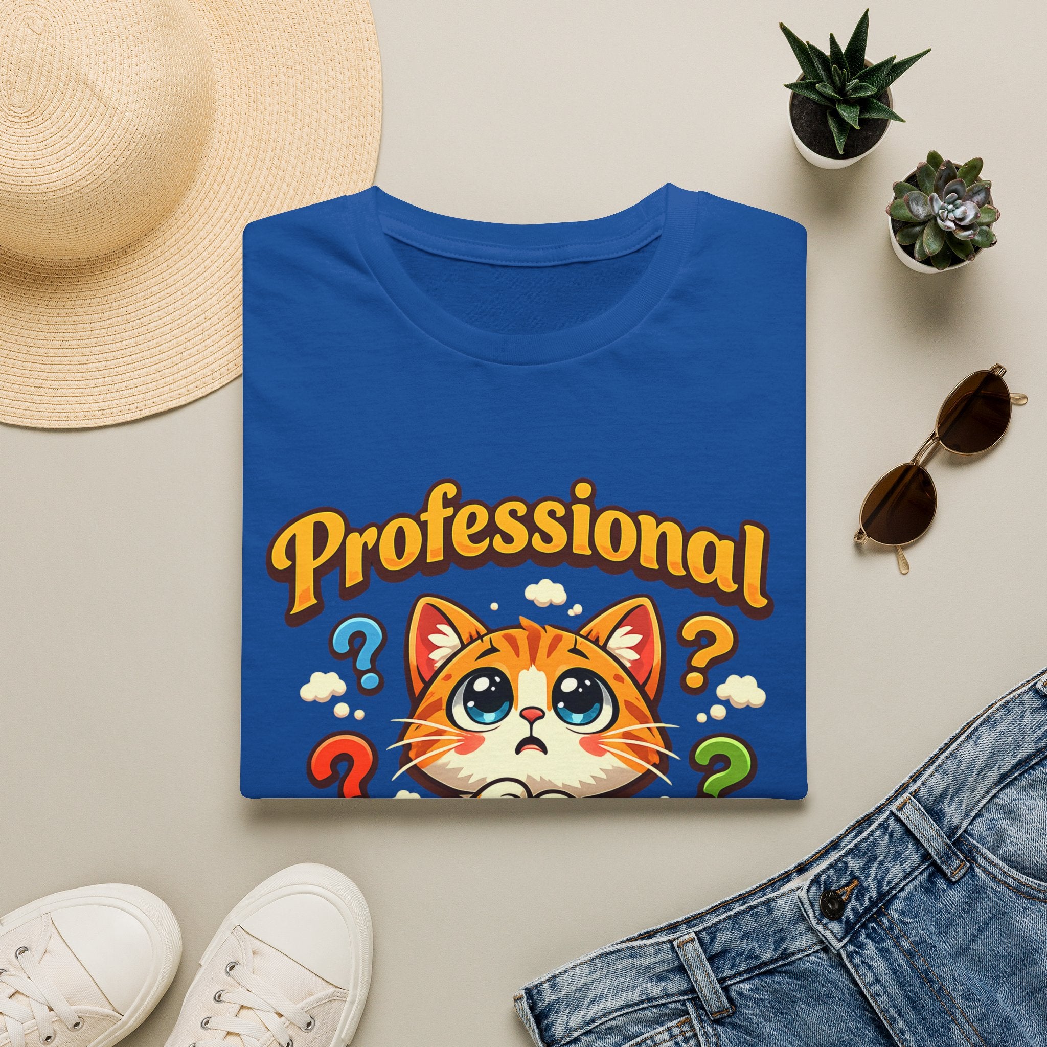 T-Shirt — "Professional Overthinker" Cute Cat Graphic