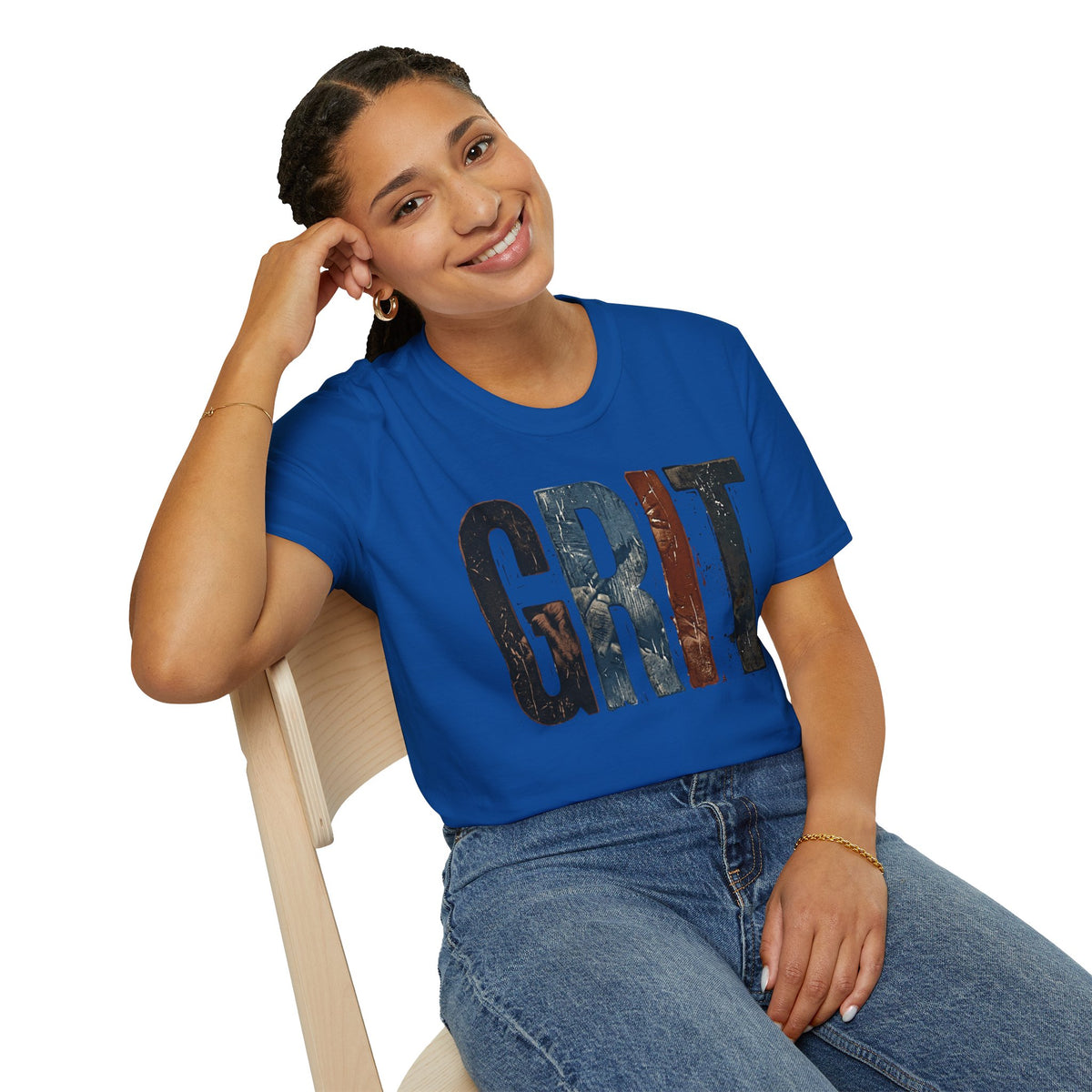 Grit Graphic T-Shirt — Rustic Patriotic Stripes Motivational Tee