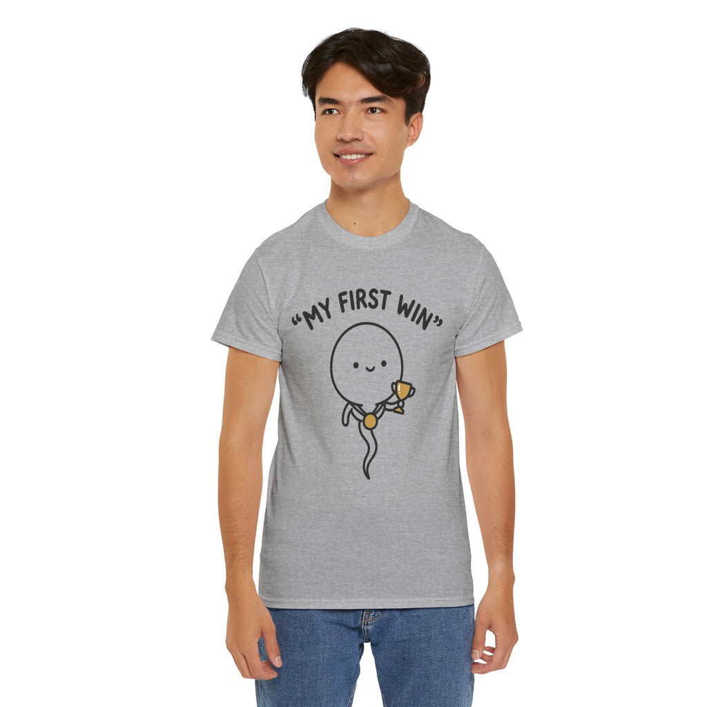 My First Win T-Shirt — Cute Sperm Trophy Graphic Tee