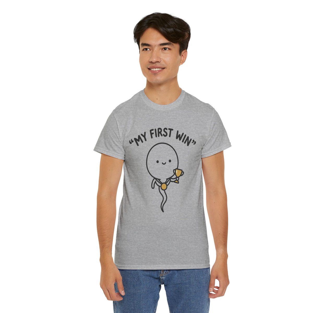 My First Win T-Shirt — Cute Sperm Trophy Graphic Tee
