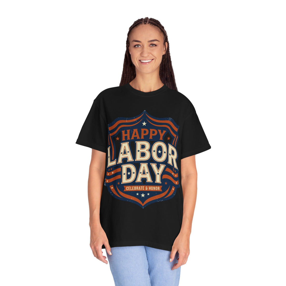 Happy Labor Day 'Celebrate & Honor' Shield Graphic T-Shirt