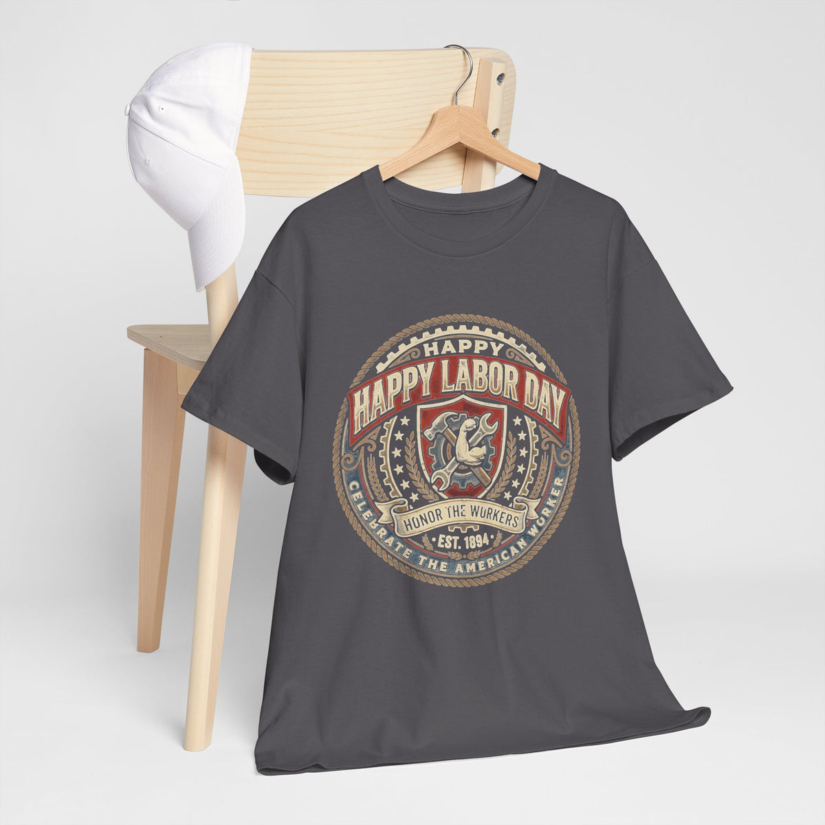 Happy Labor Day Tee – Vintage American Workers Emblem Shirt