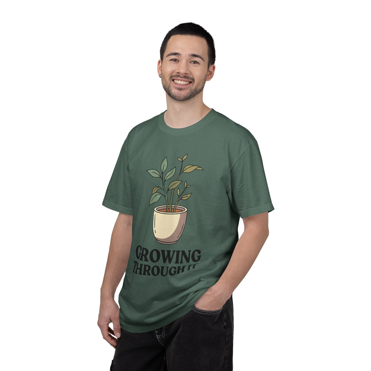 Growing Through It Plant Tee — Self Growth Graphic T-Shirt