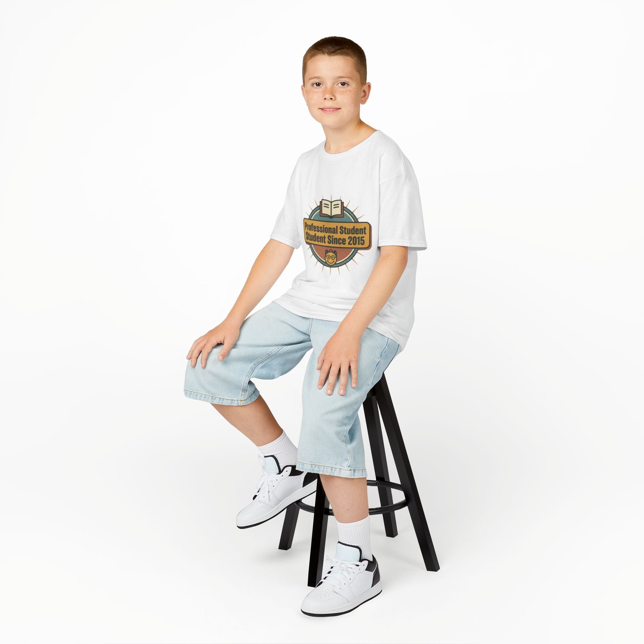 Kids Tee — “Professional Student Since 2015” Vintage Badge