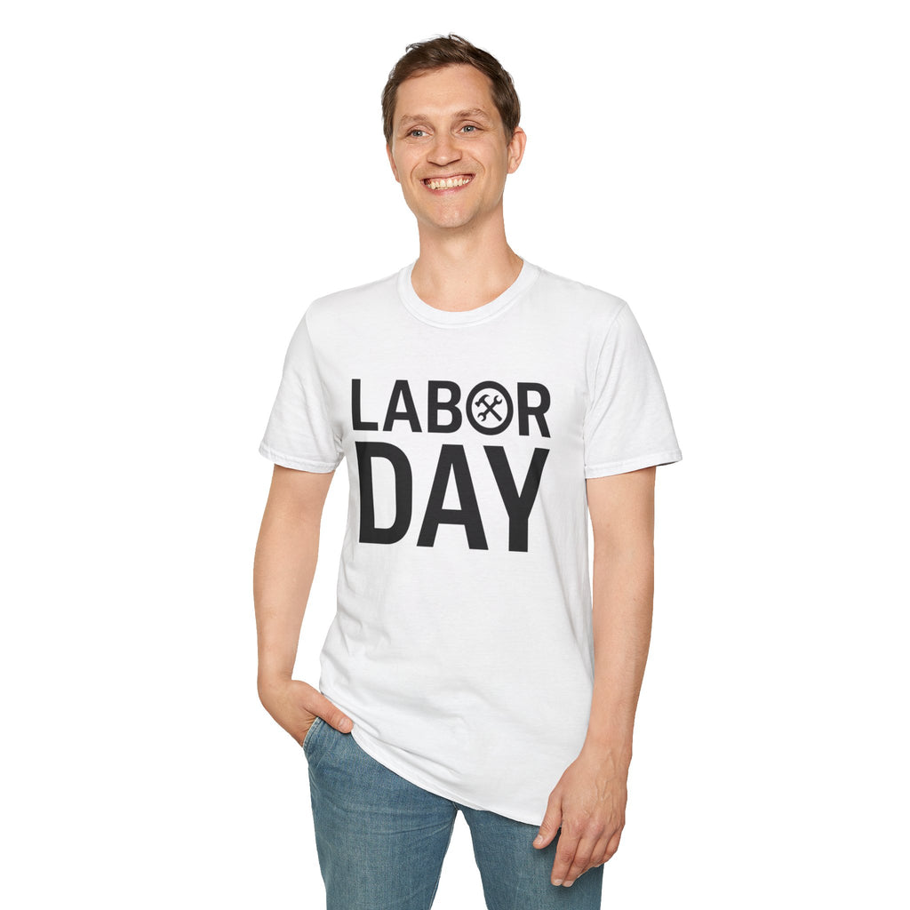 Labor Day Tools Graphic T-Shirt — Bold 'Labor Day' Text with Wrench & Hammer