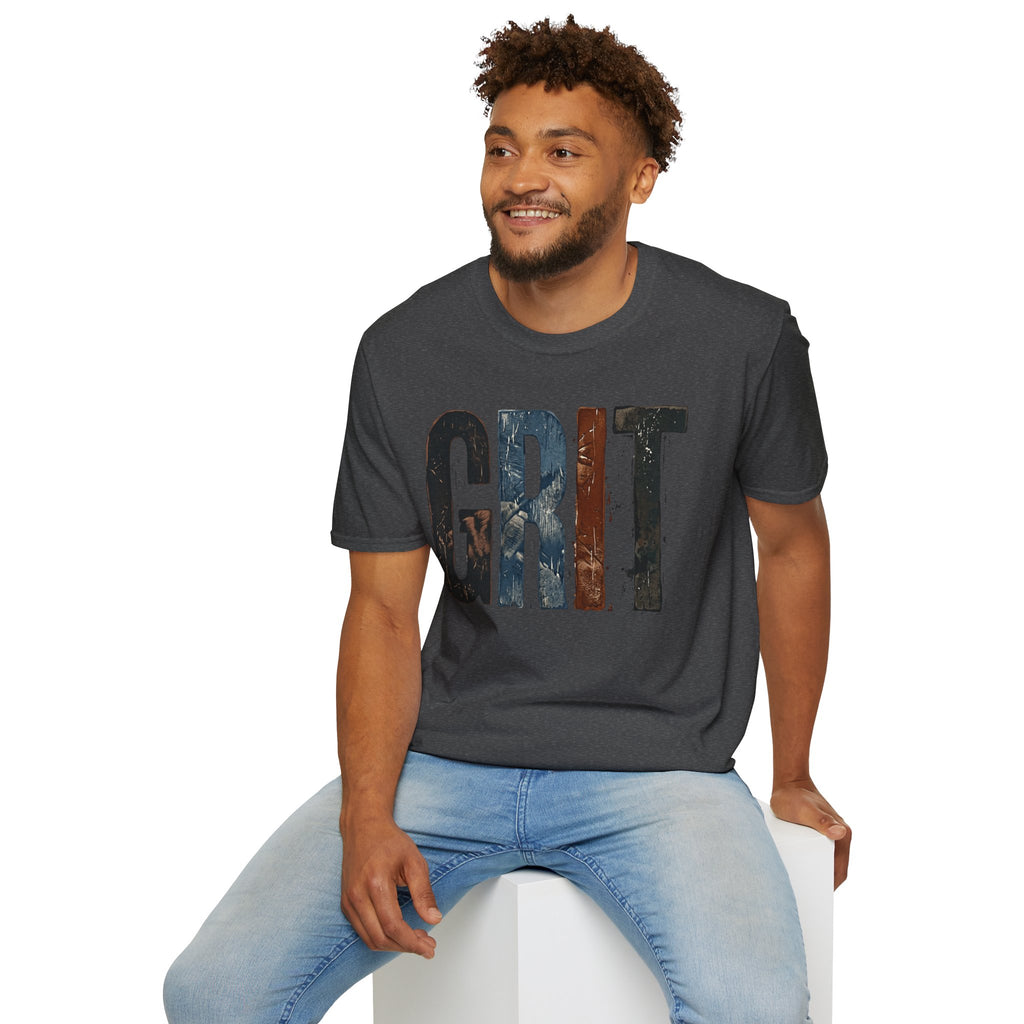 Grit Graphic T-Shirt — Rustic Patriotic Stripes Motivational Tee