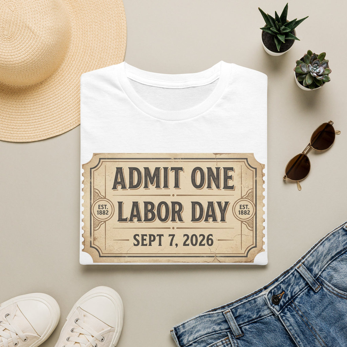Labor Day 'Admit One' Ticket T-Shirt — Sept 7, 2026 Celebration Tee