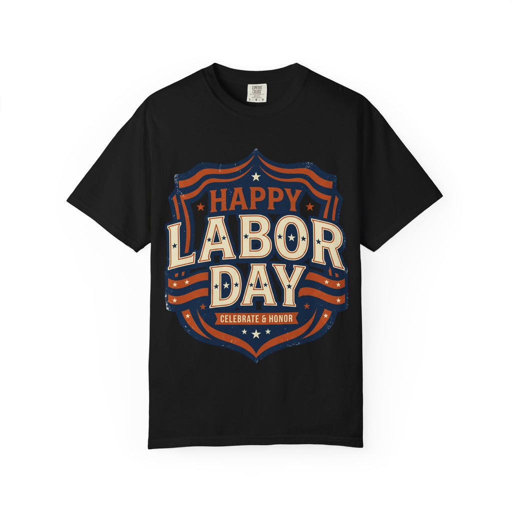 Happy Labor Day 'Celebrate & Honor' Shield Graphic T-Shirt