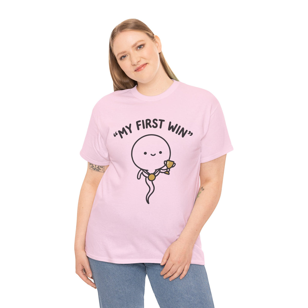 My First Win T-Shirt — Cute Sperm Trophy Graphic Tee