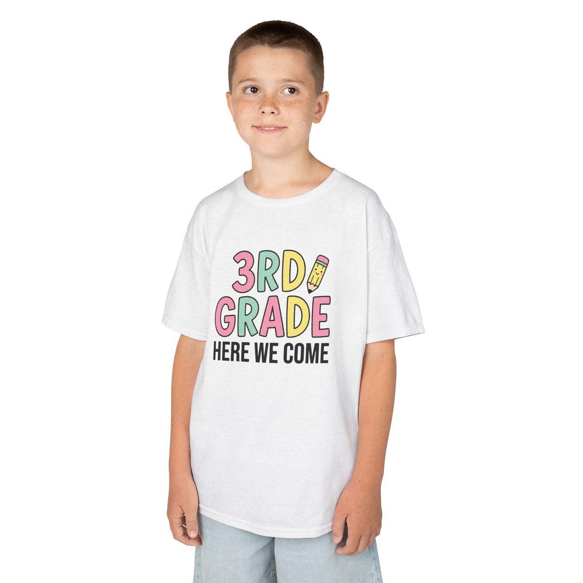 3rd Grade Here We Come Kids T‑Shirt — Back to School Cute Pencil Design