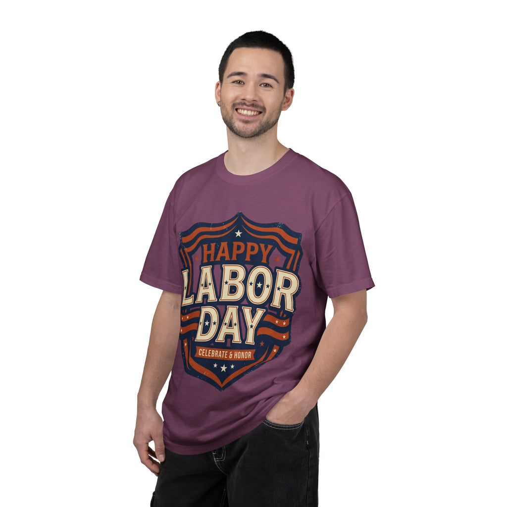 Happy Labor Day 'Celebrate & Honor' Shield Graphic T-Shirt