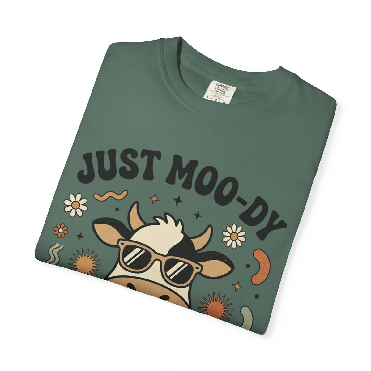 Just Moo-dy Cow T-Shirt — Cute Retro Cow Graphic Tee