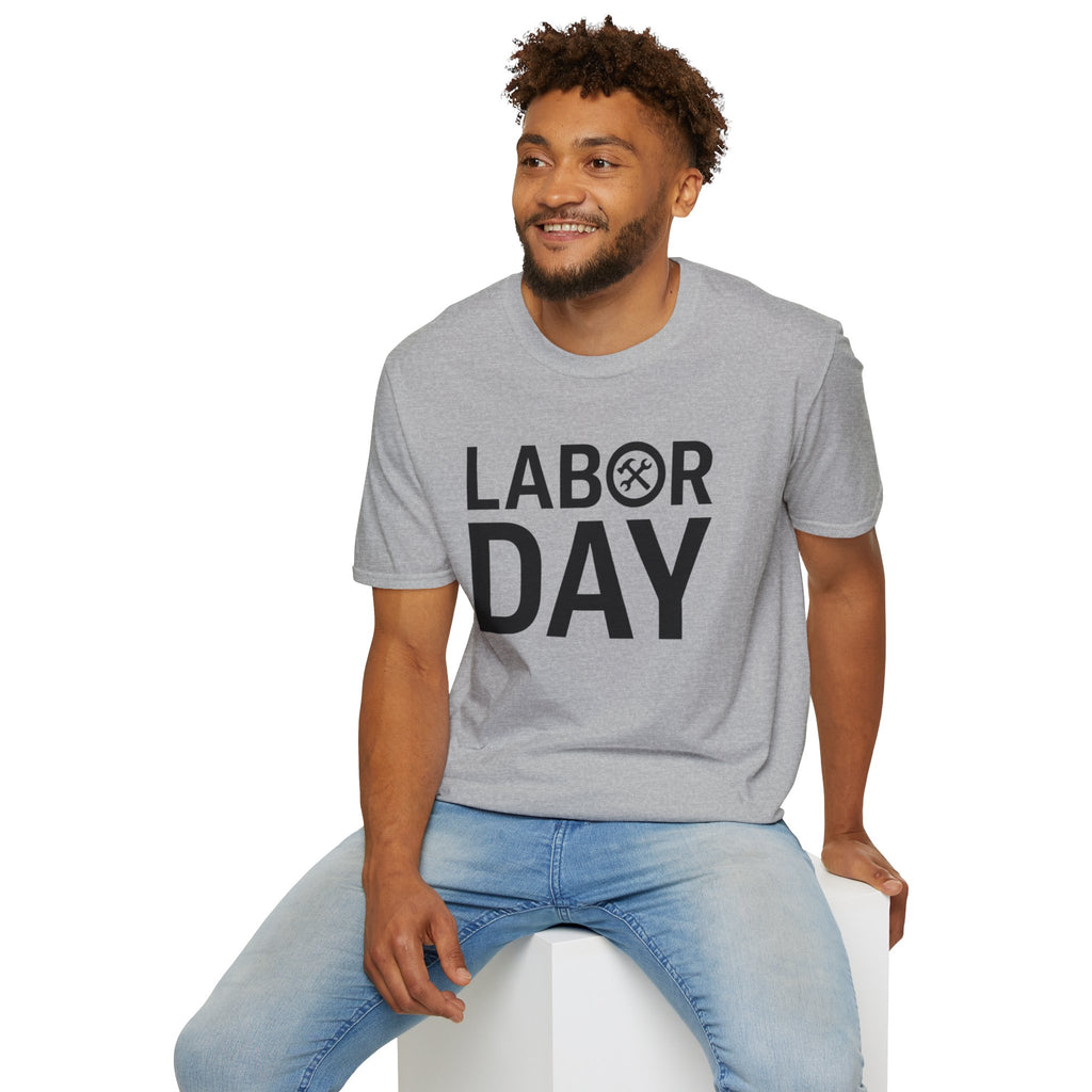 Labor Day Tools Graphic T-Shirt — Bold 'Labor Day' Text with Wrench & Hammer
