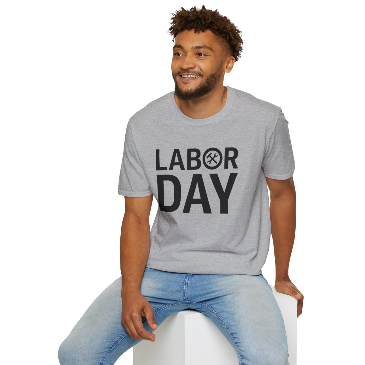 Labor Day Tools Graphic T-Shirt — Bold 'Labor Day' Text with Wrench & Hammer