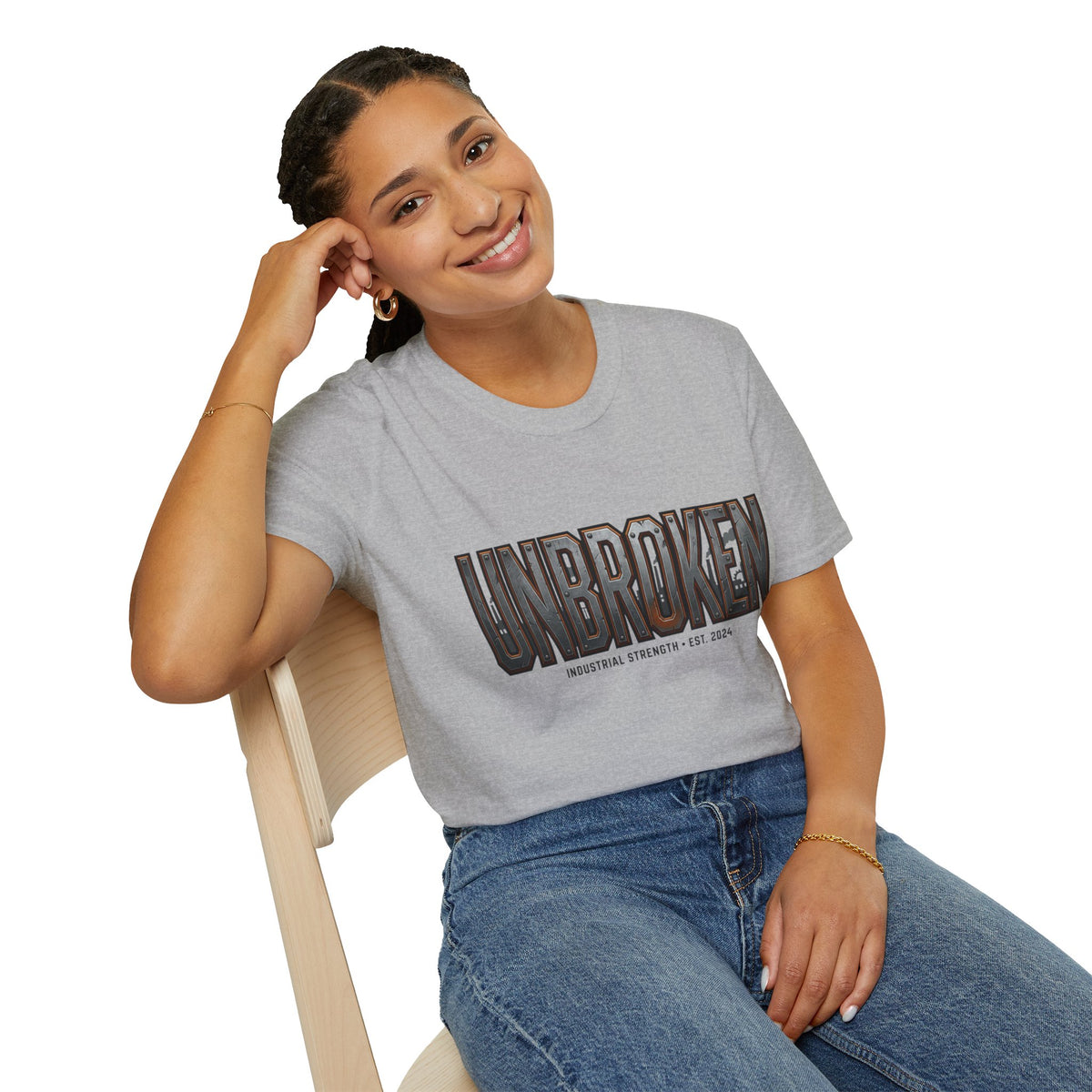 Unbroken Industrial Strength Graphic T‑Shirt — 'UNBROKEN' Bold Chest Design