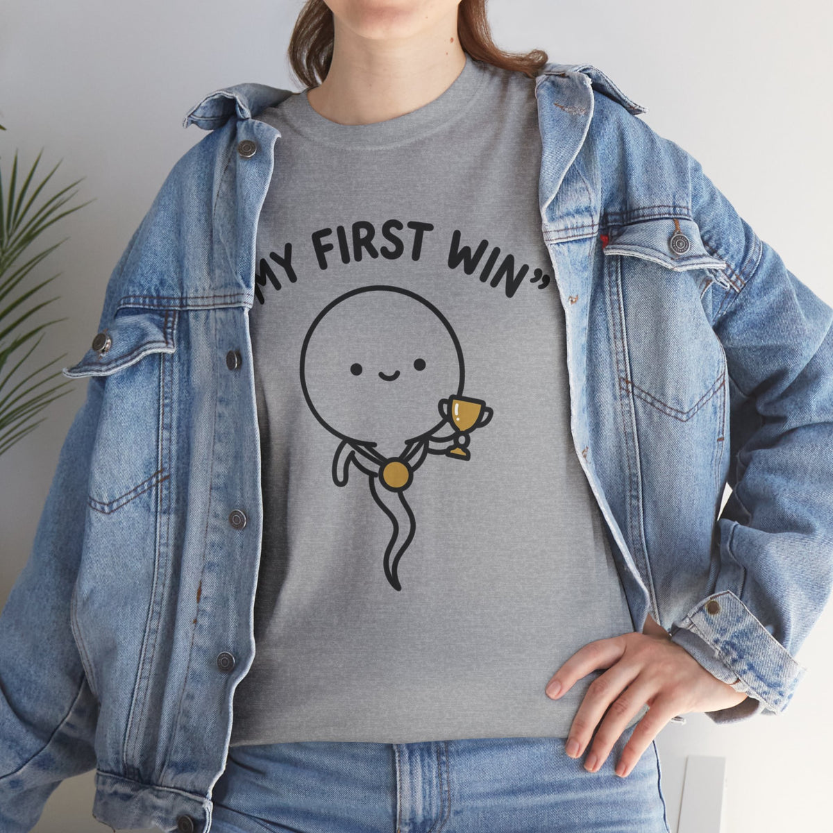 My First Win T-Shirt — Cute Sperm Trophy Graphic Tee