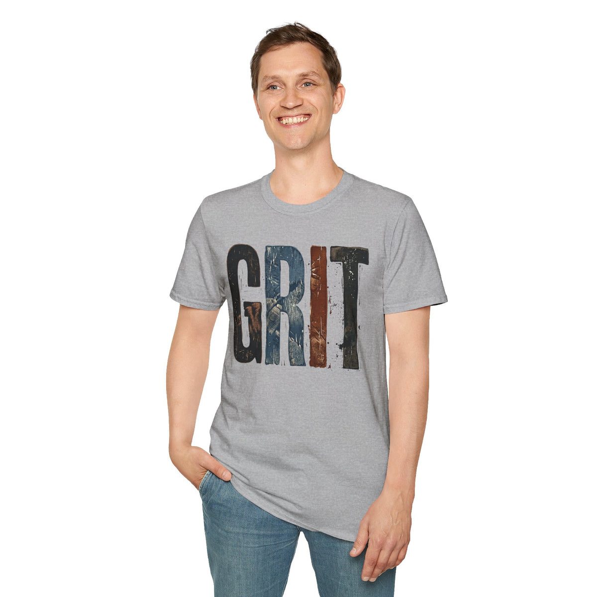 Grit Graphic T-Shirt — Rustic Patriotic Stripes Motivational Tee