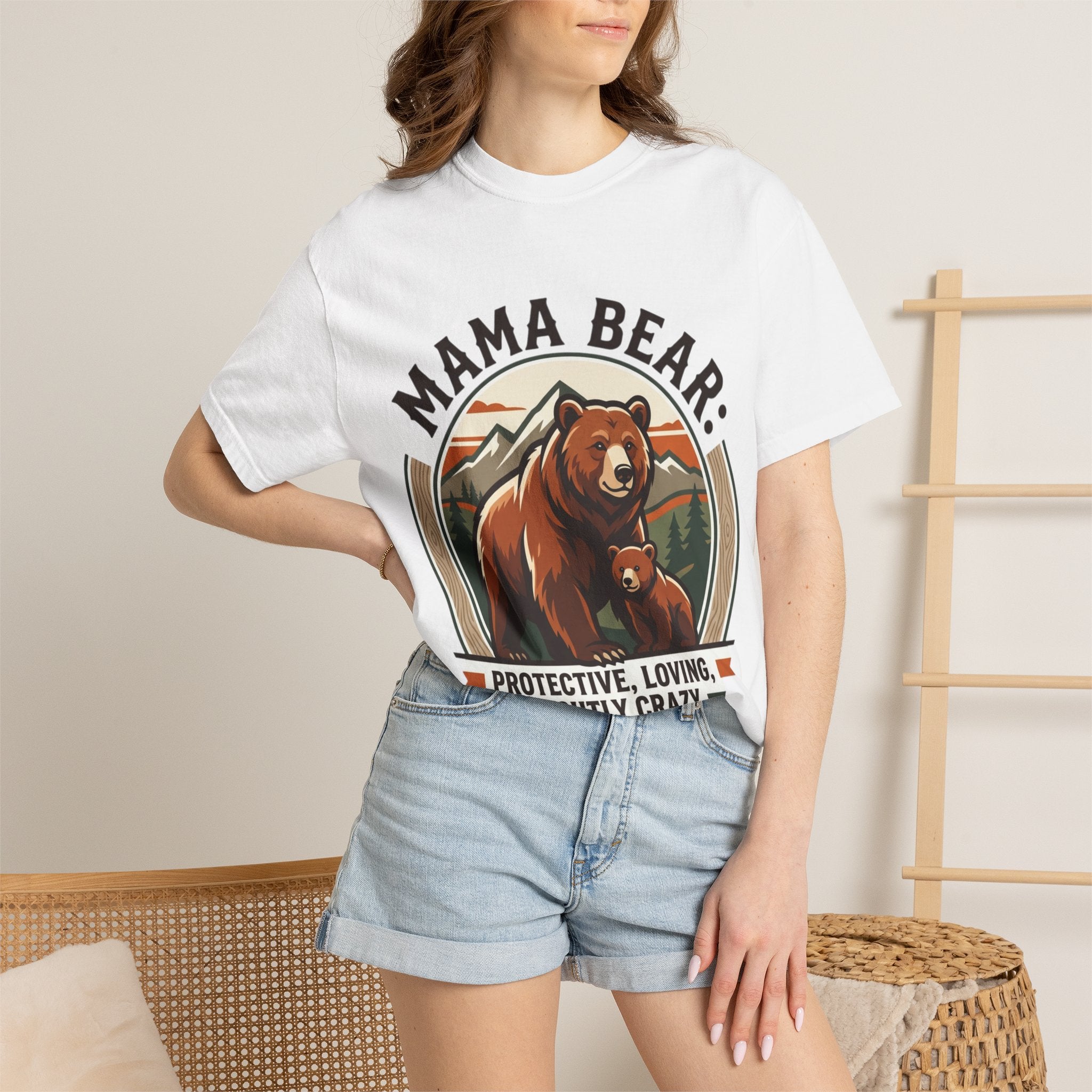 Mama Bear T-Shirt — "Mama Bear: Protective, Loving, Slightly Crazy" Graphic Tee
