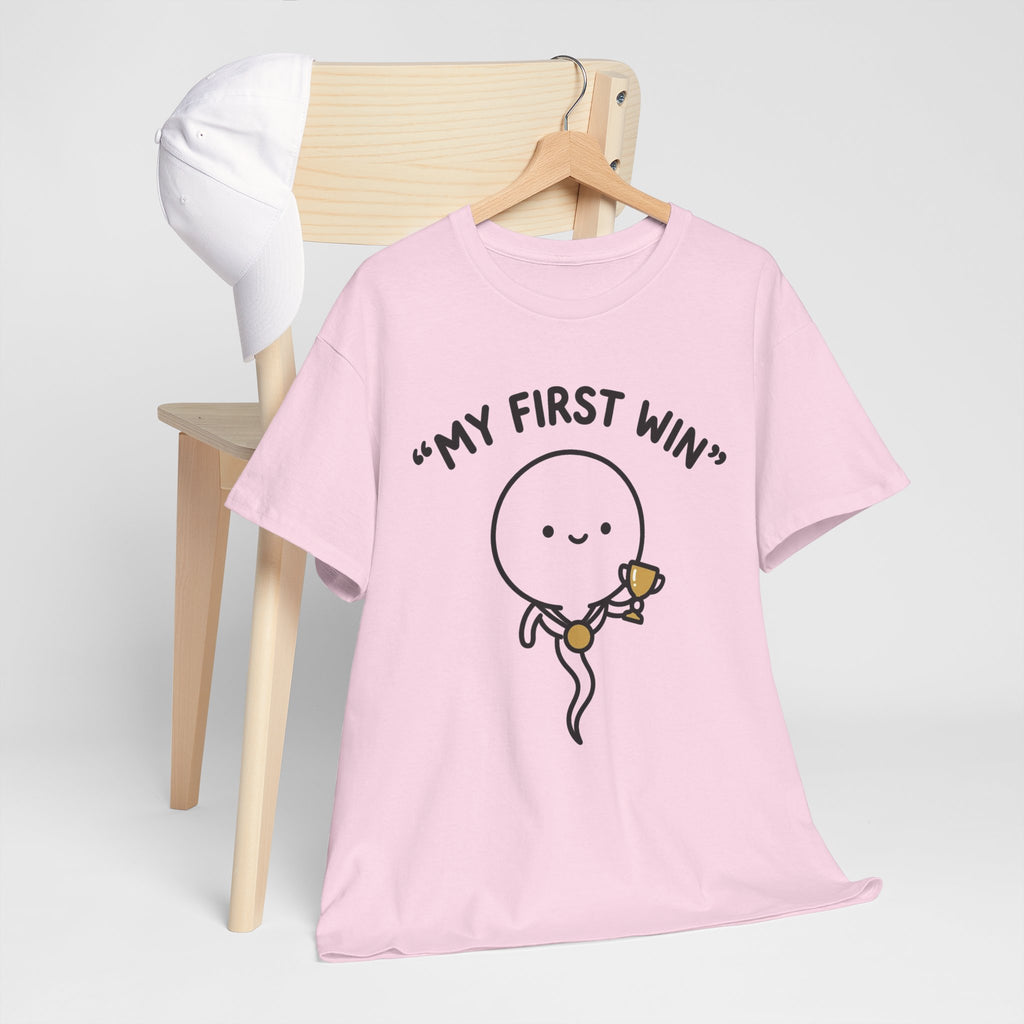 My First Win T-Shirt — Cute Sperm Trophy Graphic Tee