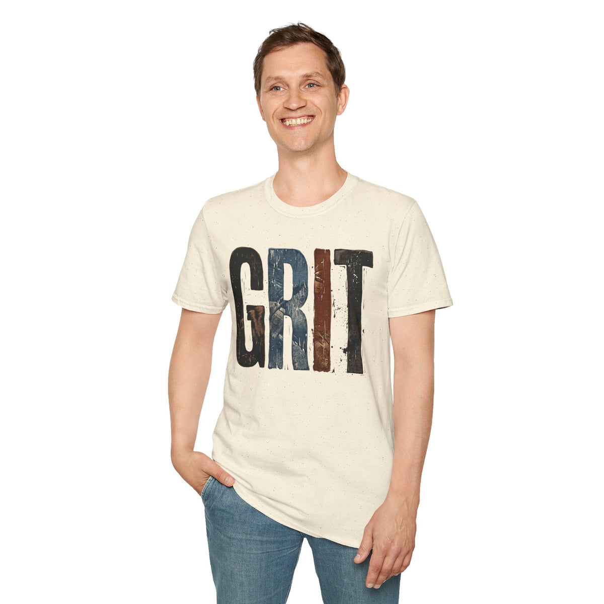 Grit Graphic T-Shirt — Rustic Patriotic Stripes Motivational Tee