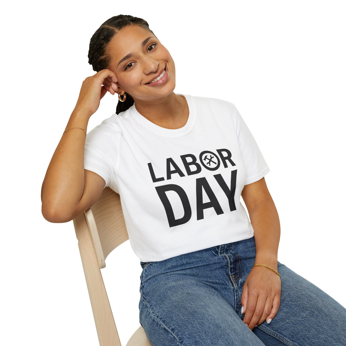 Labor Day Tools Graphic T-Shirt — Bold 'Labor Day' Text with Wrench & Hammer
