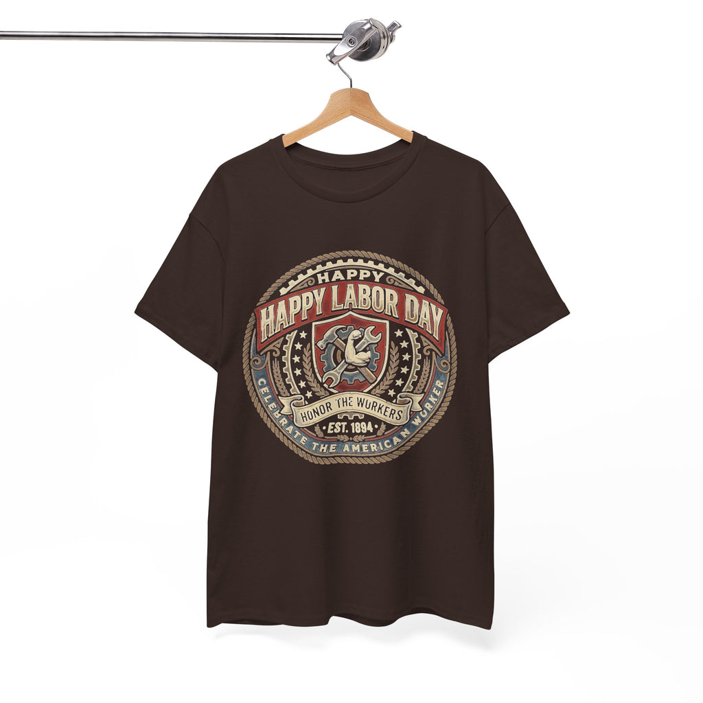Happy Labor Day Tee – Vintage American Workers Emblem Shirt