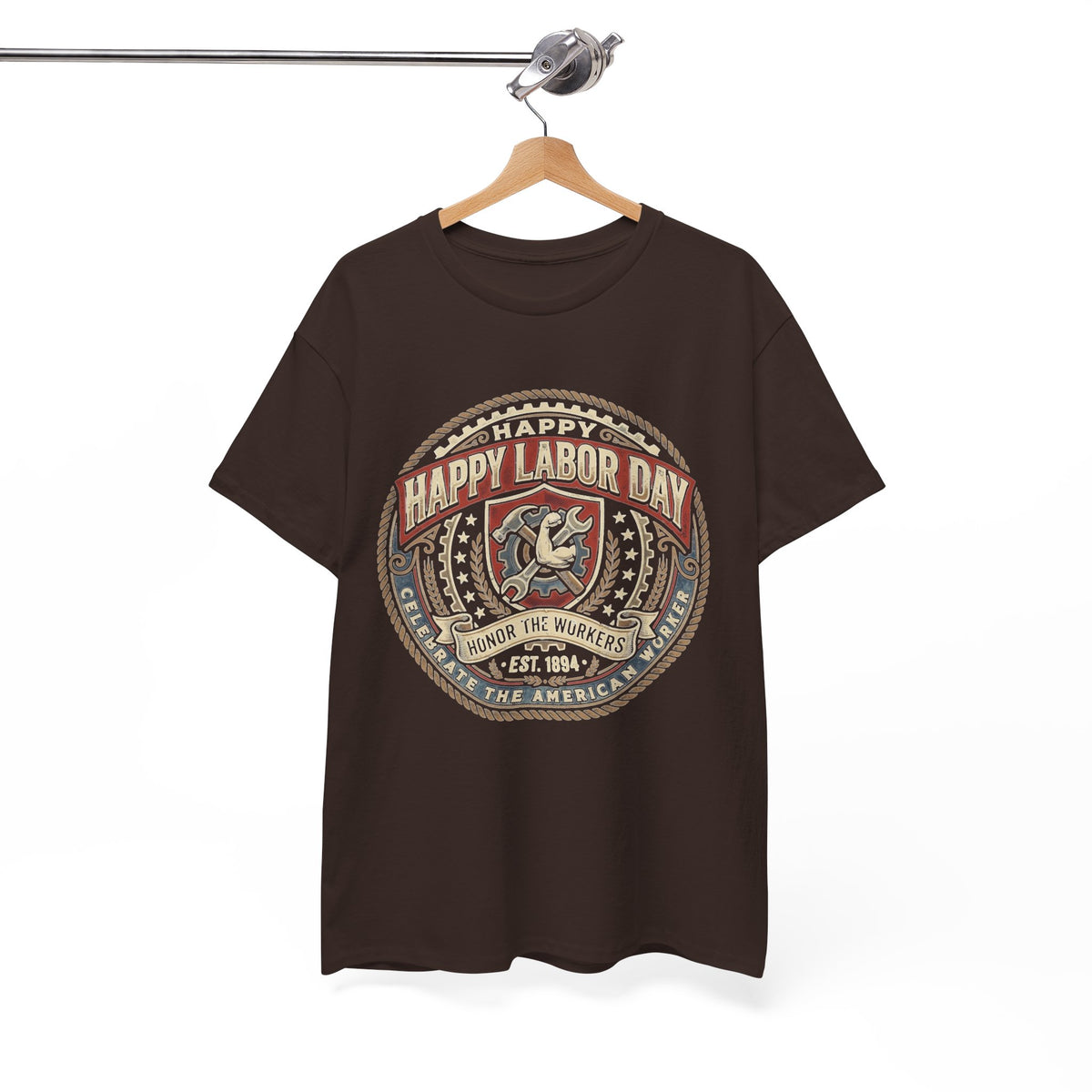 Happy Labor Day Tee – Vintage American Workers Emblem Shirt