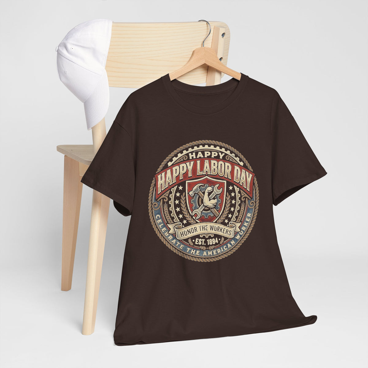 Happy Labor Day Tee – Vintage American Workers Emblem Shirt
