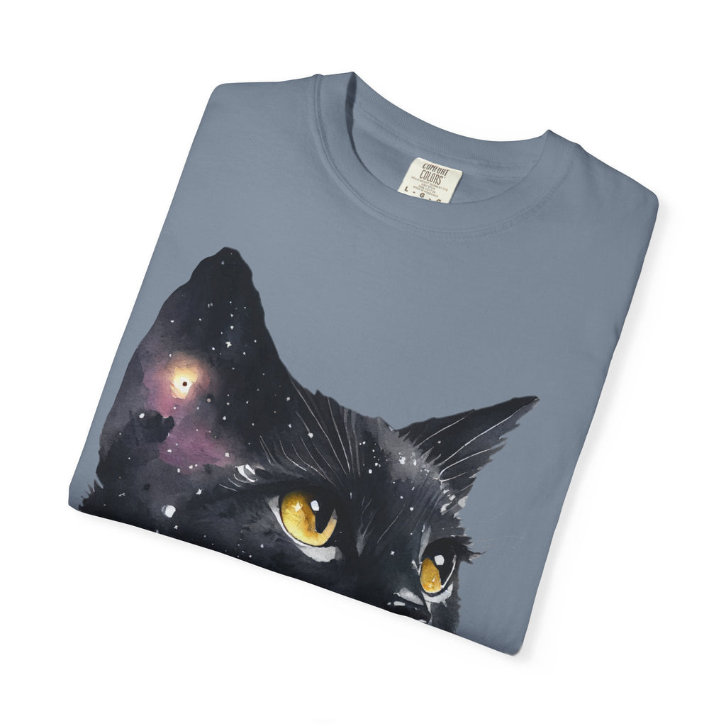 Galaxy Black Cat T-Shirt — Cosmic Cat Portrait Tee