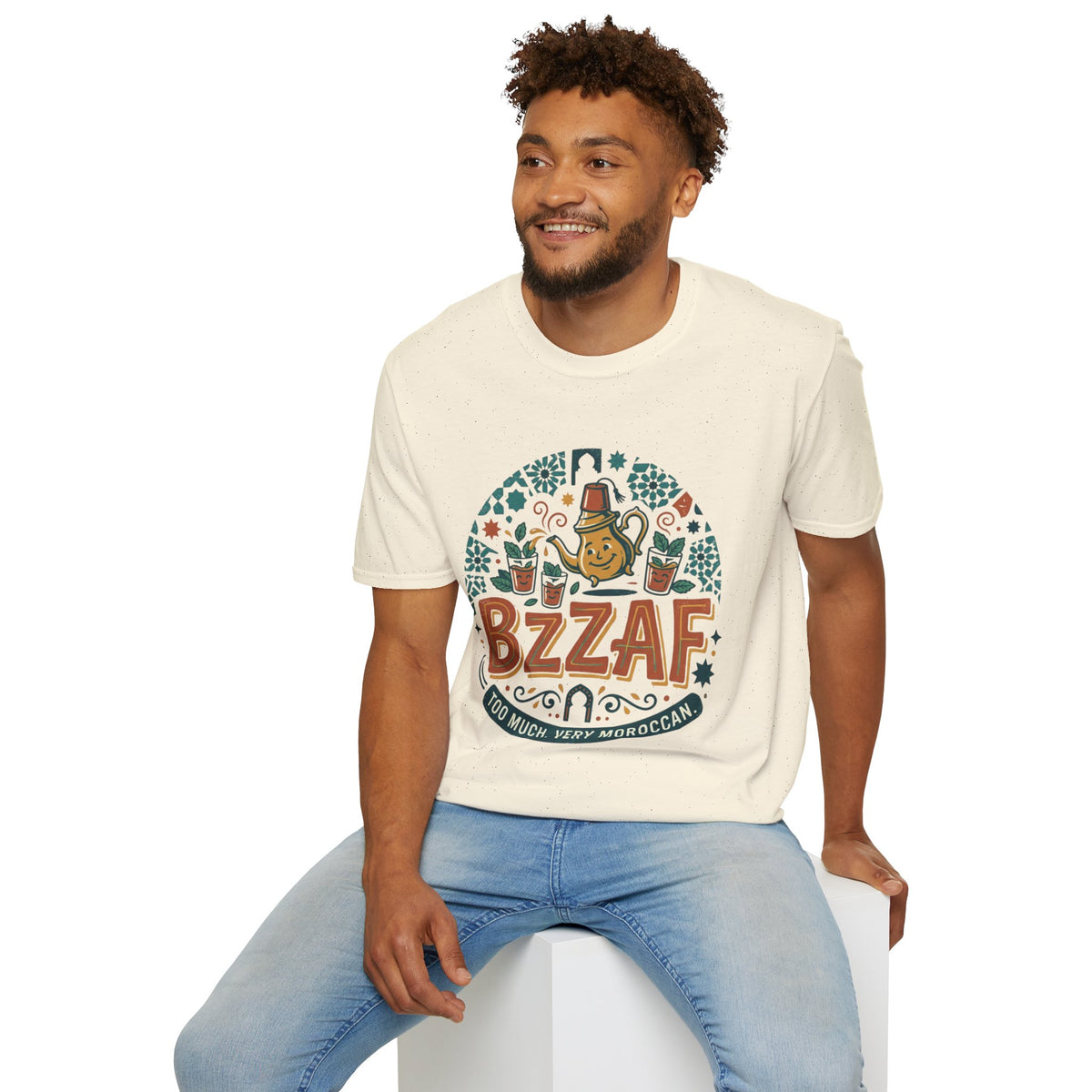 T-Shirt — Bzzaf Moroccan Tea Graphic Tee (funny ‘BZZAF’ design)