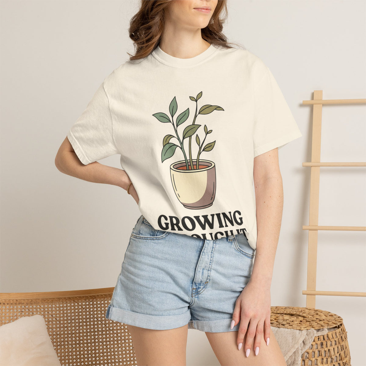 Growing Through It Plant Tee — Self Growth Graphic T-Shirt