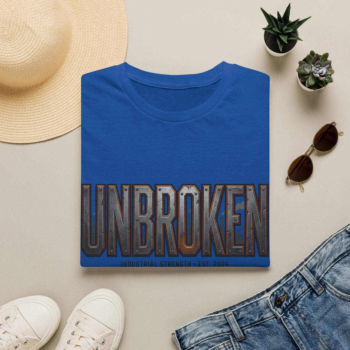 Unbroken Industrial Strength Graphic T‑Shirt — 'UNBROKEN' Bold Chest Design