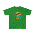 We're Back Bruh Kids Tee — Colorful Sunny Sunglasses Graphic Shirt for Kids