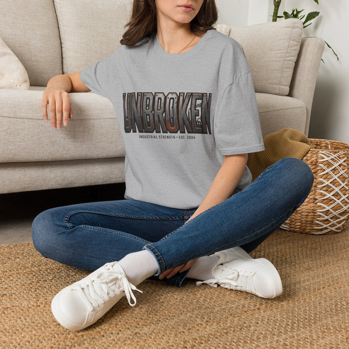 Unbroken Industrial Strength Graphic T‑Shirt — 'UNBROKEN' Bold Chest Design