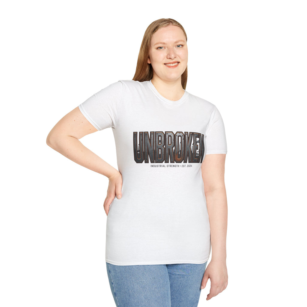 Unbroken Industrial Strength Graphic T‑Shirt — 'UNBROKEN' Bold Chest Design