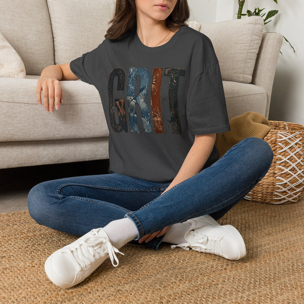 Grit Graphic T-Shirt — Rustic Patriotic Stripes Motivational Tee