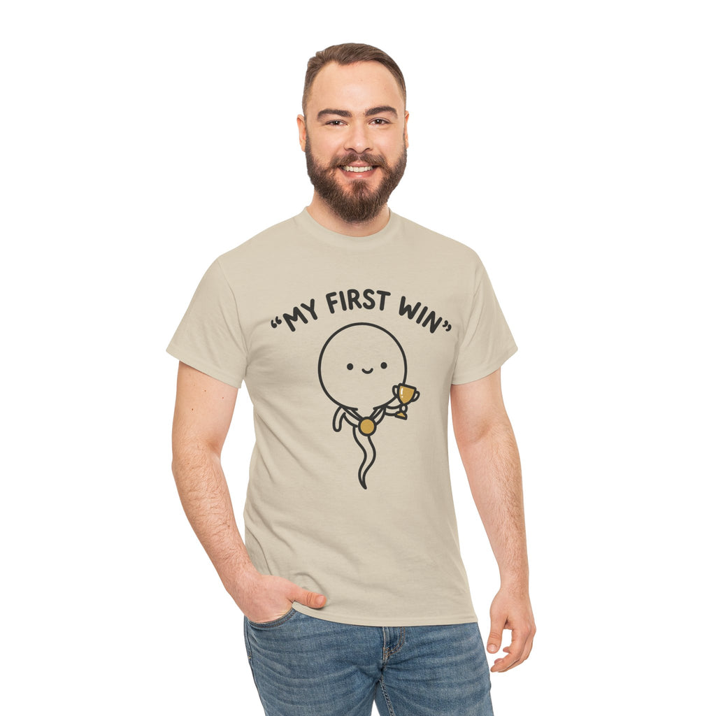 My First Win T-Shirt — Cute Sperm Trophy Graphic Tee