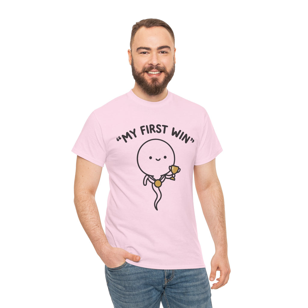 My First Win T-Shirt — Cute Sperm Trophy Graphic Tee