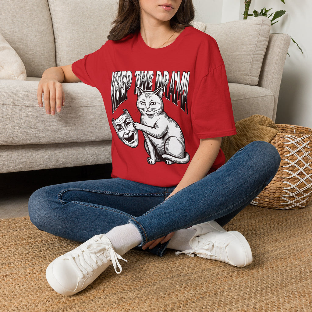 Keep the Drama Cat T-Shirt — Funny Cat Graphic Tee with 'Keep The Drama' Slogan