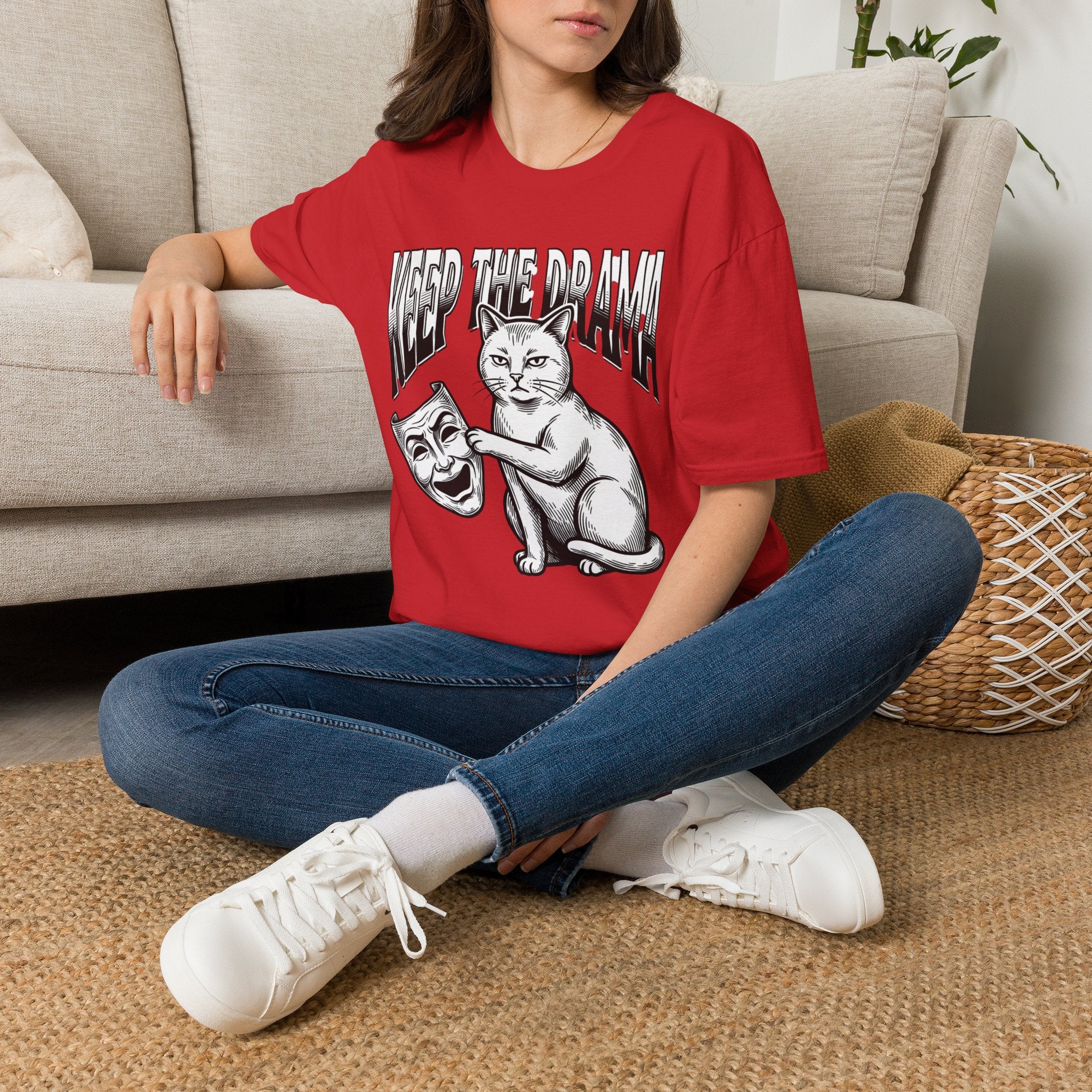Keep the Drama Cat T-Shirt — Funny Cat Graphic Tee with 'Keep The Drama' Slogan