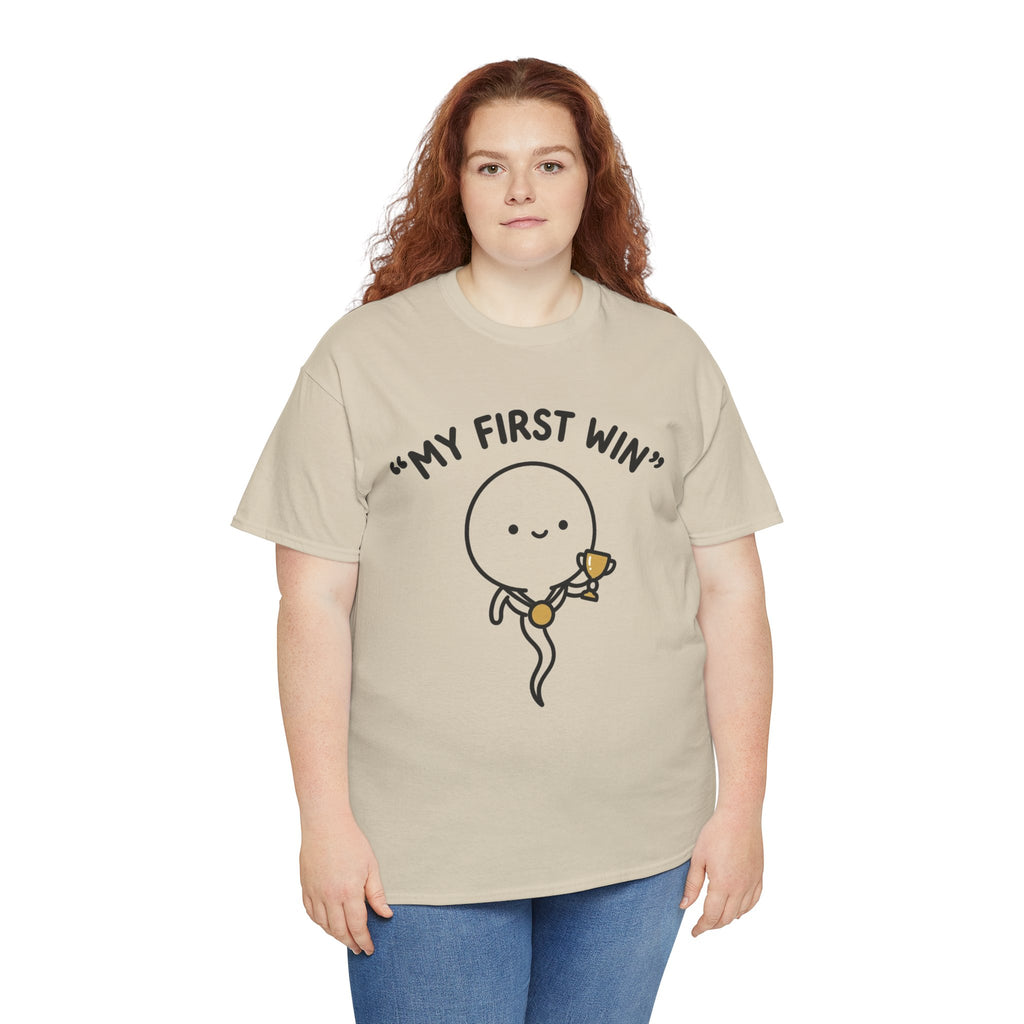 My First Win T-Shirt — Cute Sperm Trophy Graphic Tee