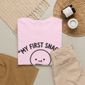 My First Snack Cute Sperm Graphic Tee — Funny Pregnancy Announcement Shirt