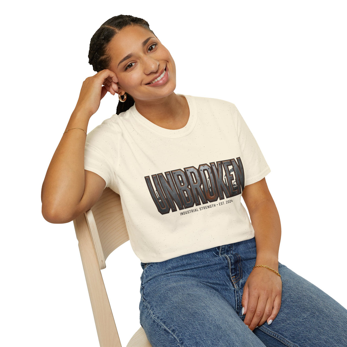 Unbroken Industrial Strength Graphic T‑Shirt — 'UNBROKEN' Bold Chest Design
