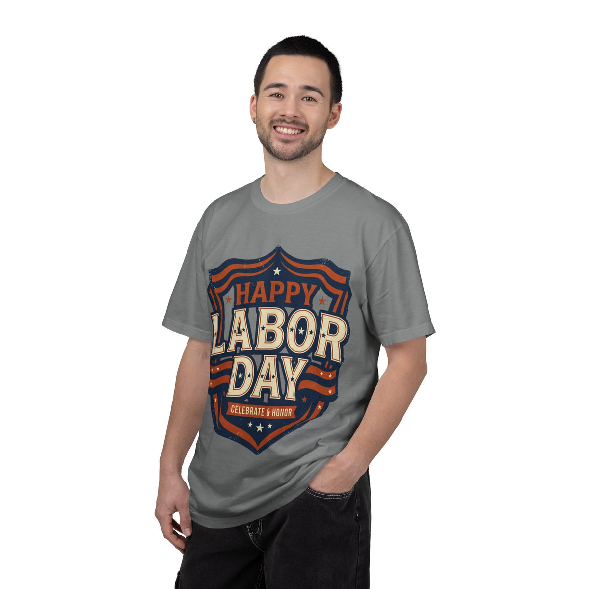 Happy Labor Day 'Celebrate & Honor' Shield Graphic T-Shirt