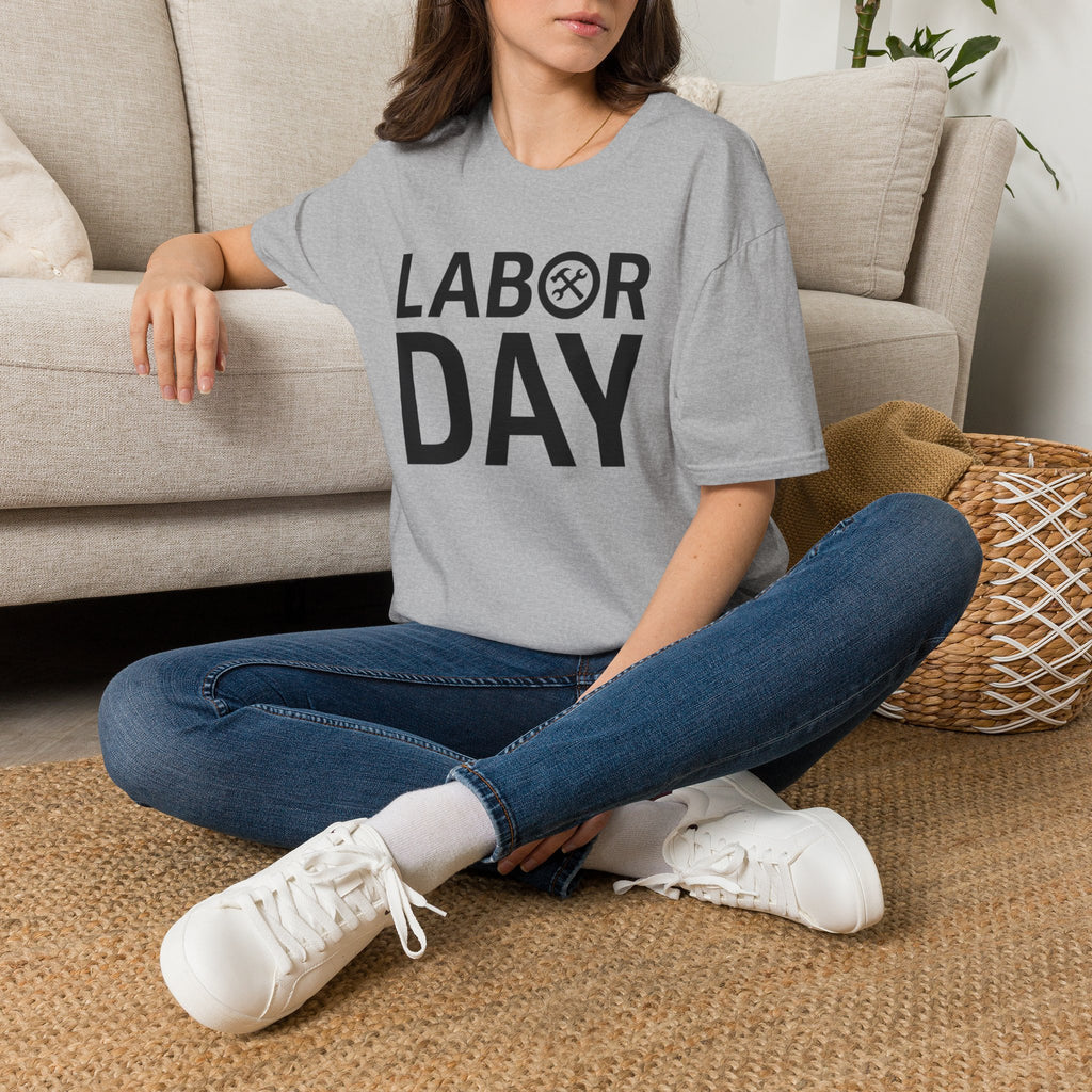 Labor Day Tools Graphic T-Shirt — Bold 'Labor Day' Text with Wrench & Hammer