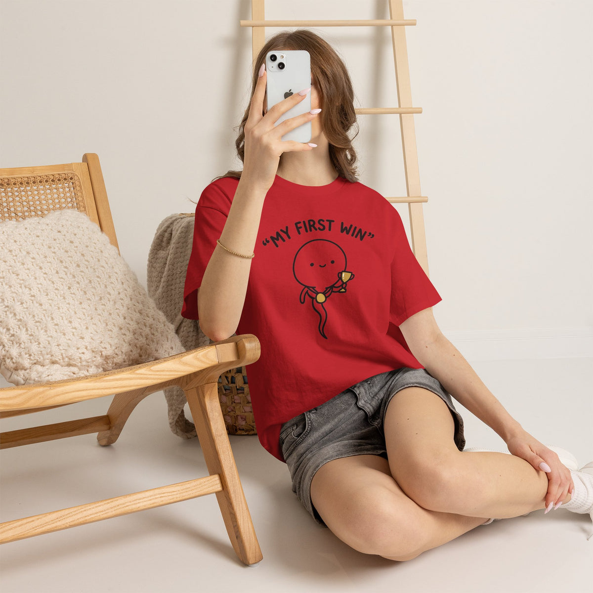 My First Win T-Shirt — Cute Sperm Trophy Graphic Tee